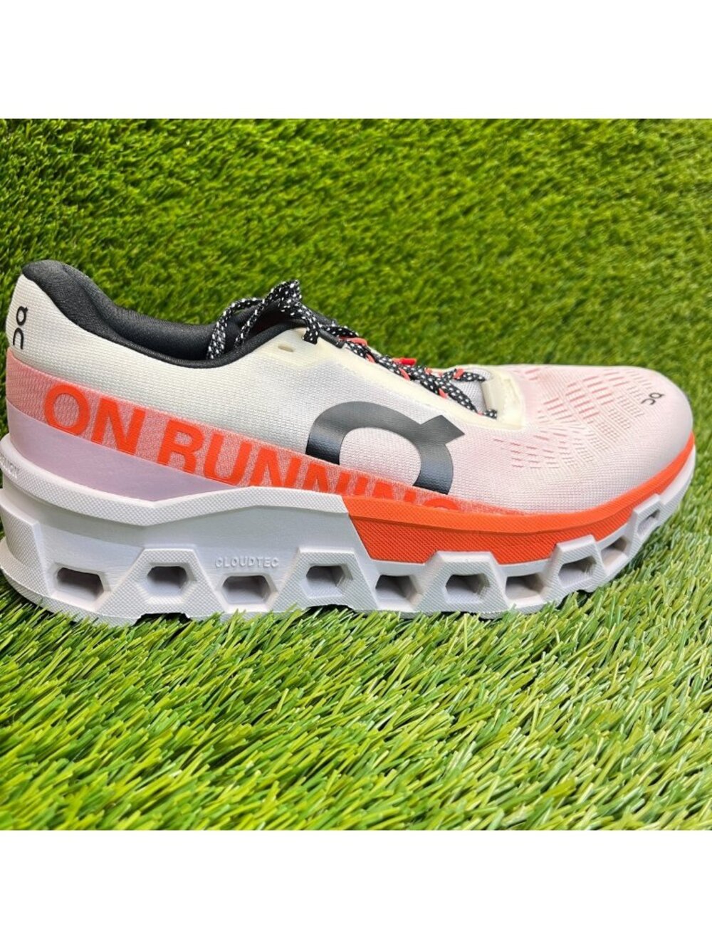 On Cloudmonster 2 Womens Size 9 White Orange Athletic Running Shoes Sneakers